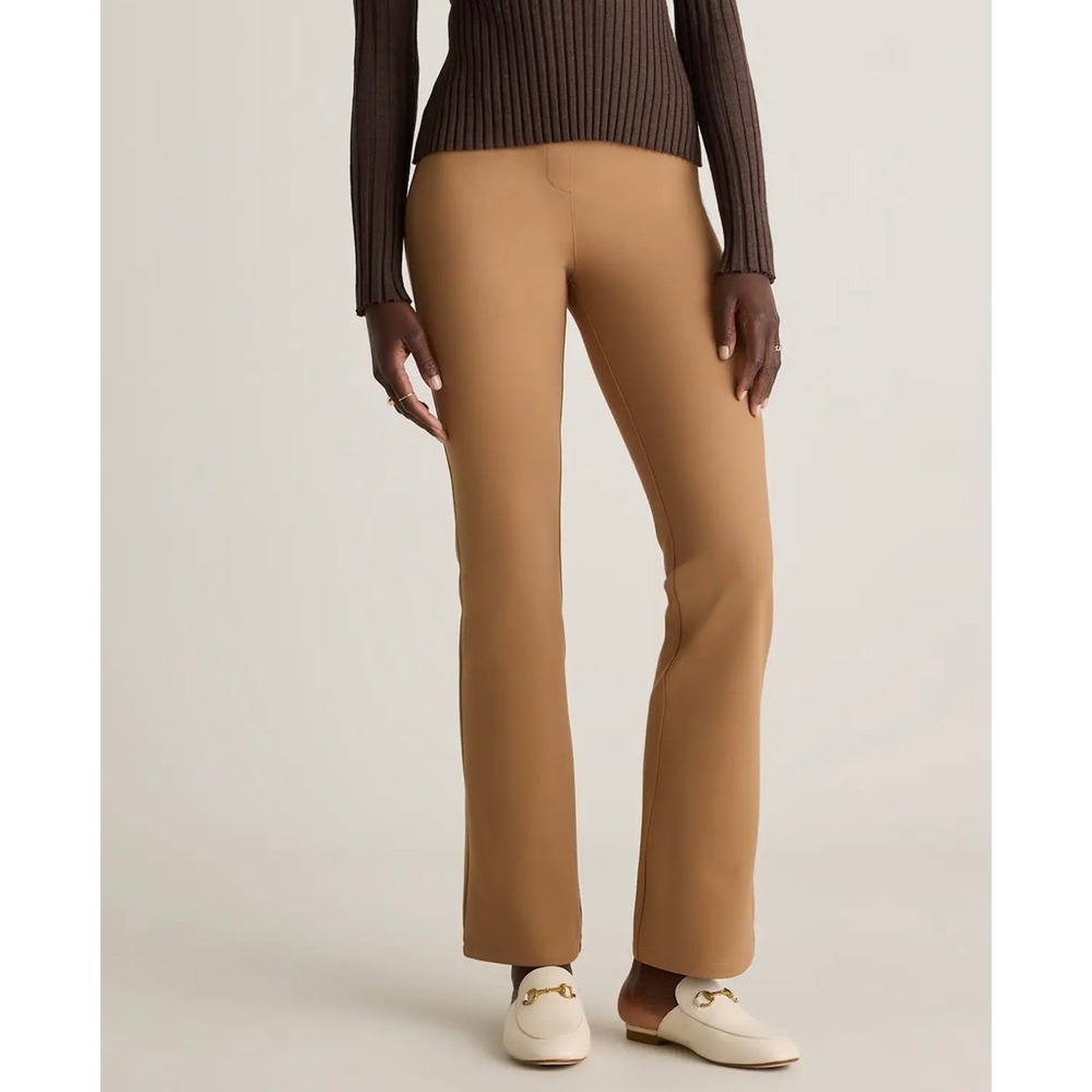 Quince Ultra Stretch Ponte Bootcut Pants Camel Tan Brown XL Dress Trousers